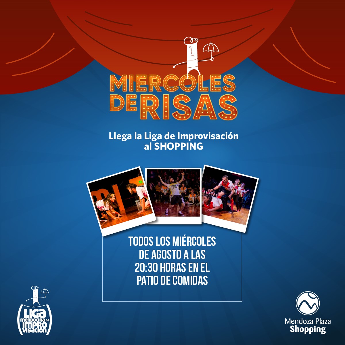 MendozaShopping's tweet photo. ¡Siiii! Llega la Liga de Improvisación a #NuestroShopping 🙌🏻 Todos los miércoles del mes de agosto vas a poder disfrutar del talento de la improvisación🤩 ¡Vení a divertirte y reirte sin parar!

¡Te esperamos!👇🏻
⏰ 20:30hs
📍 Patio de comidas del Shopping

#MendozaPlazaShopping https://t.co/EZffe32GBe