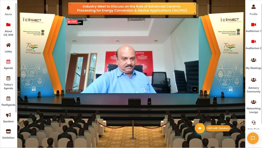 i_Connect75's tweet photo. Here is a peek into today's @i_Connect75 online event #1 - Industry Meet to Discuss on the Role of Advanced Ceramic Processing for Energy Conversion &amp; Device Applications (IACPED)

#iconnect75 #AzadiKaAmritMahotsav #csir https://t.co/CDSU71XUbo