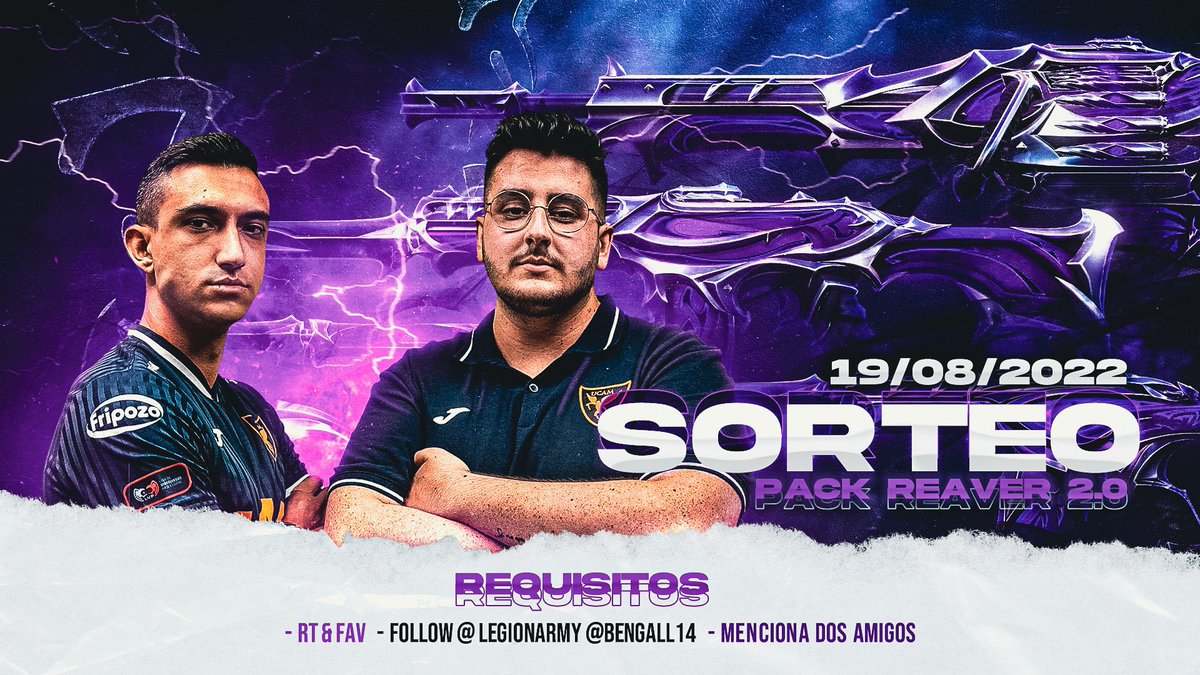 Bengall14's tweet image. ⭐️ #SORTEO Nuevo pack REAVER 2.0 ⭐️

🔒 Seguir a @Bengall14 y @LegionArmy_ 
🔁 RT y MG 
📣 Menciona a 2 amigos 

🕑Acaba el 19/08 😈

Mucha suerte jugadores 🎮

#VALORANT