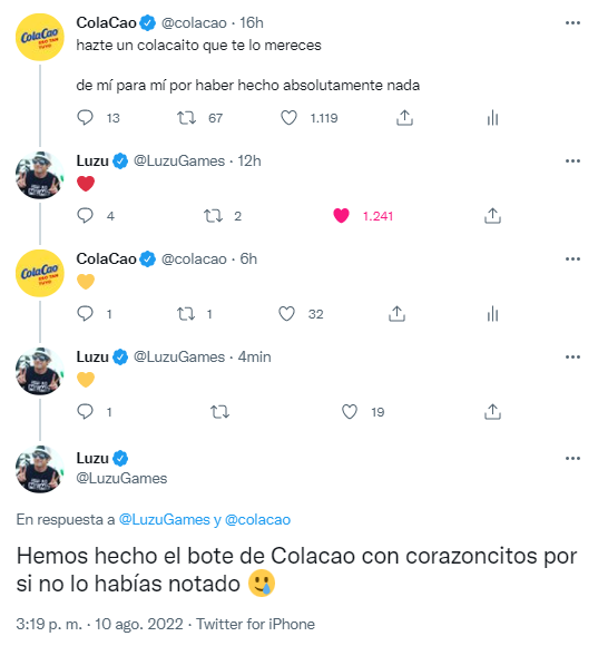 Conversación entre Luzu y ColaCao.