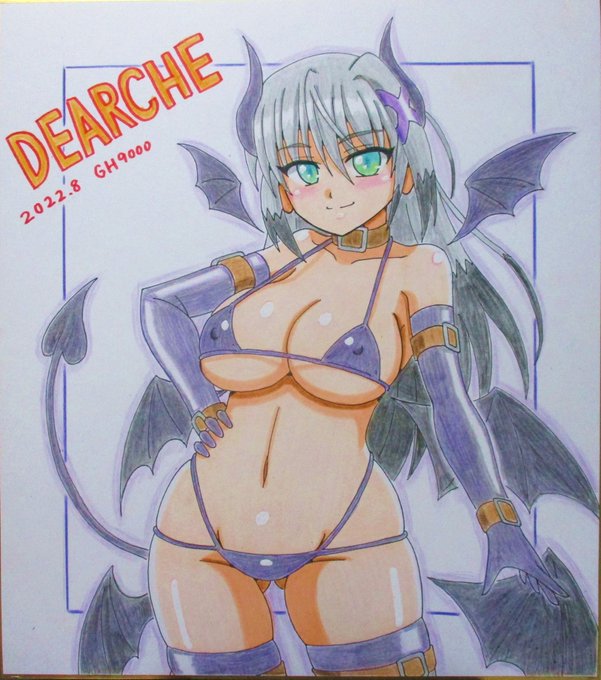 夏の色紙、大人モードで悪魔コスのディアーチェ完成しました～☺️😆 