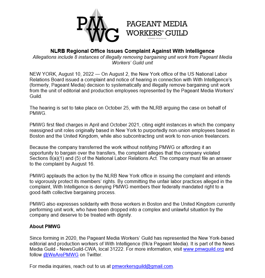 Pageant Media Workers' Guild tweet media