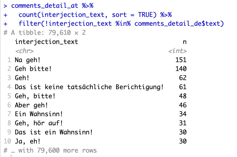 Manchmal entdeckt man in der quanti-Forschung Schmuckstücke. Hier: Zwischenrufe die es so nur im Österreichischen Nationalrat und nicht im deutschen Bundestag gibt.
Geh sowas!