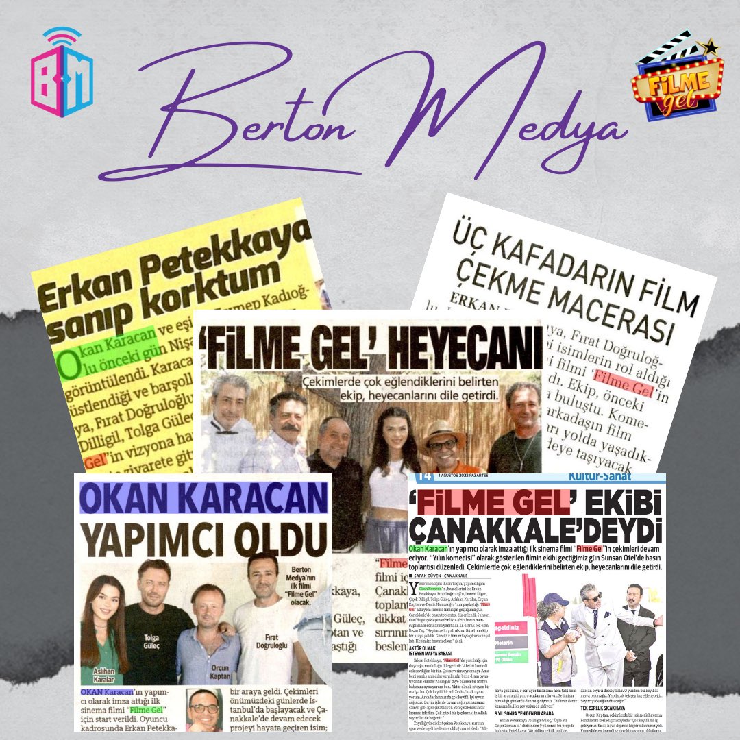 📰 Berton Medya imzalı komedi yapıtı, Filme Gel medyada büyük ilgi gördü. Manşetlerinde Filme Gel ve Berton Medya’ya yer veren tüm medya kuruluşlarına teşekkür ederiz. 🙏🏻 #bertonmedya #filmegel