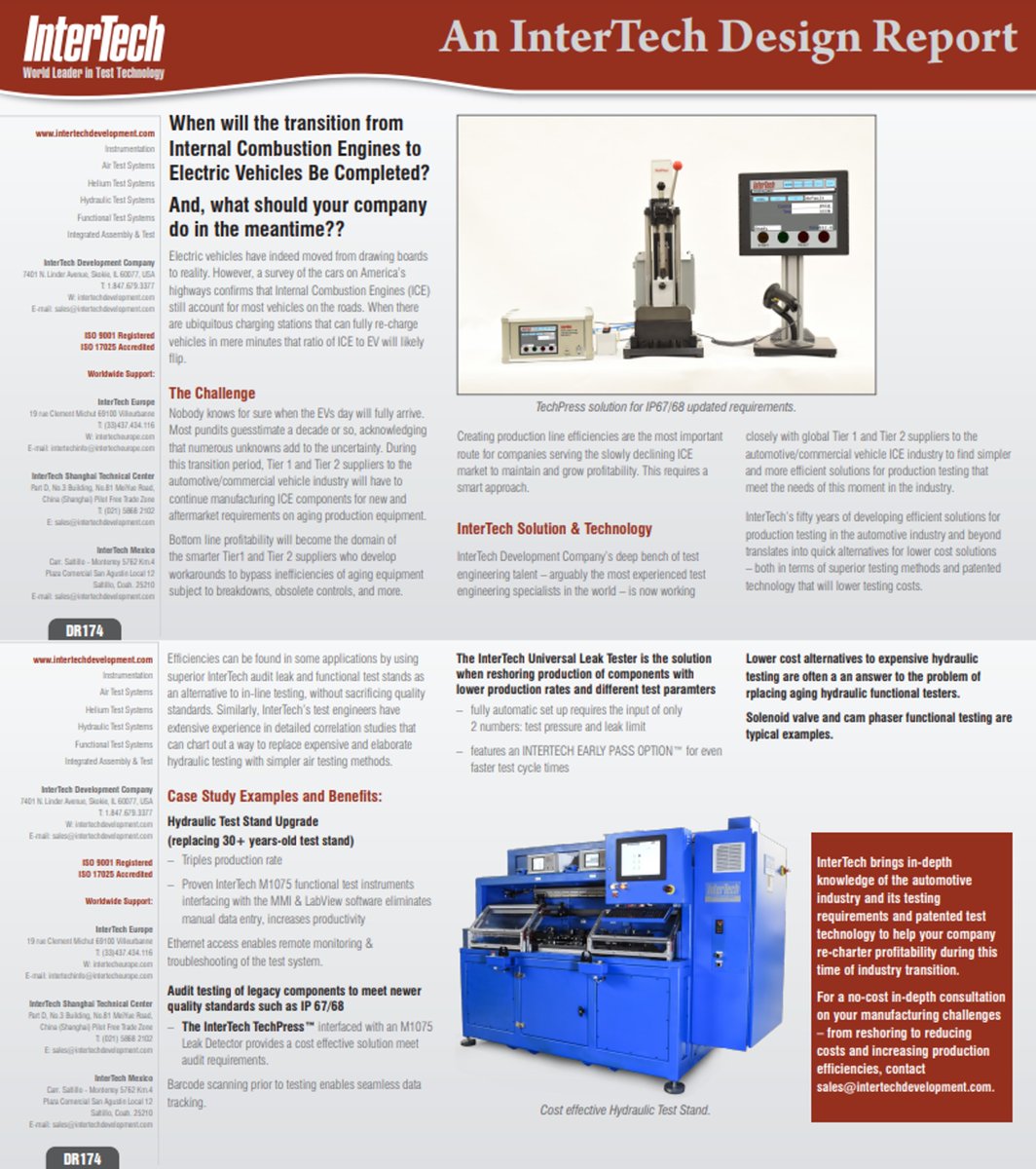 The latest Design Report from our partner, Intertech Development Company, concerning the transition from Internal Combustion to Electric.
intertechdevelopment.com/wp-content/upl…