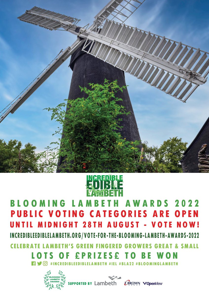 EdibleLambeth's tweet photo. 🌻The Blooming Lambeth Awards 
PUBLIC VOTING 🌎 categories are open until midnight 28th August ⏰

🗳VOTE NOW! 

🏅Lots of PRIZES to be won for the winners as nominated by the community, for the community! 
Pls RETWEET🙏

https://t.co/GOnYIbZBHe

#BloomingLambeth #BLA22 #iel https://t.co/hMKwc2m45i