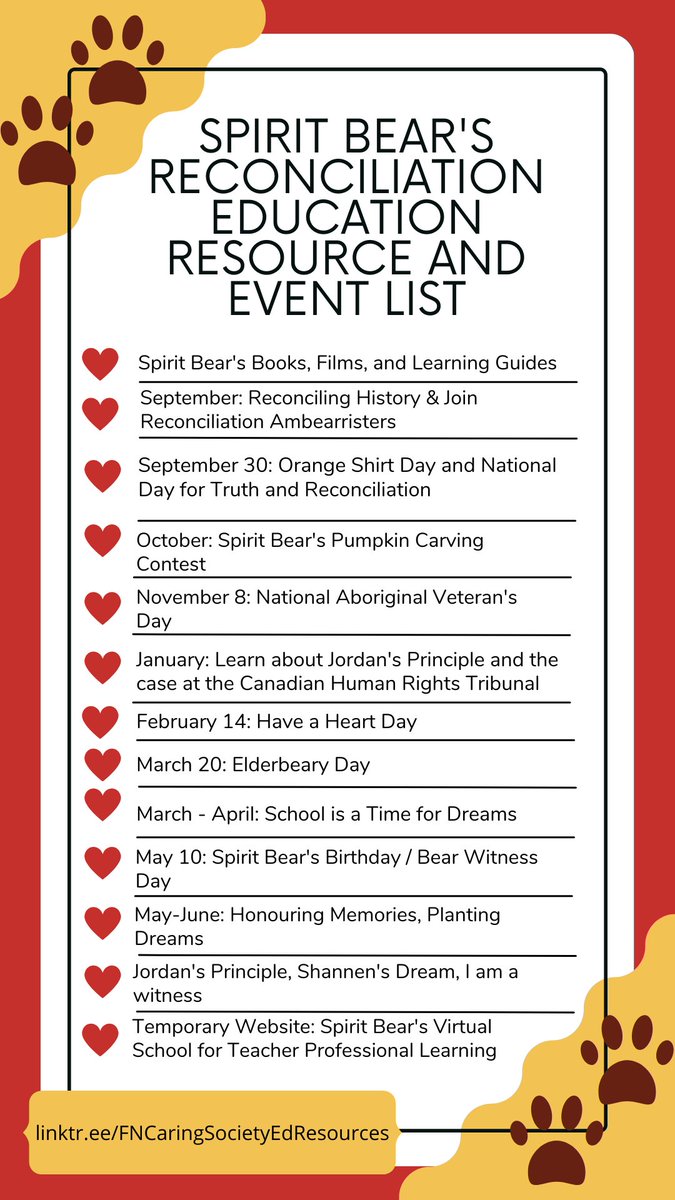 Teachers, as you are preparing your unit and lesson plans for reconciliation education for your new classes this September, don't forget to add these resources and mark these events on your calendar! Email us at info@fncaringsociety.com for questions! linktr.ee/FNCaringSociet…