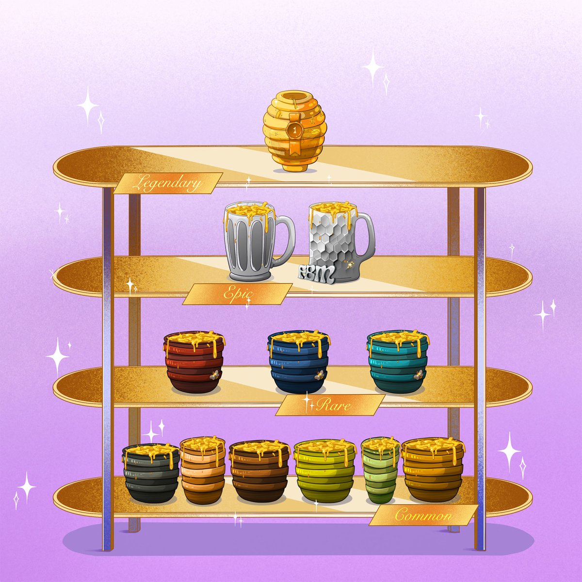 #HoneyShots LAUNCH 17/08/2022🚀
Drink a Honey Shot to participate in the most giant raffle with over 1000 NFTs to win!
To celebrate, let's giveaway 100 WL spots and 1 free NFT!
Like, RT, and tag 3 friends!
PRE-SALE &amp; PUBLIC SALE: 17/08/2022📅
On 🔸@TheBinanceNFT  and🔹<a href="/Rareboard/">Rareboard</a>