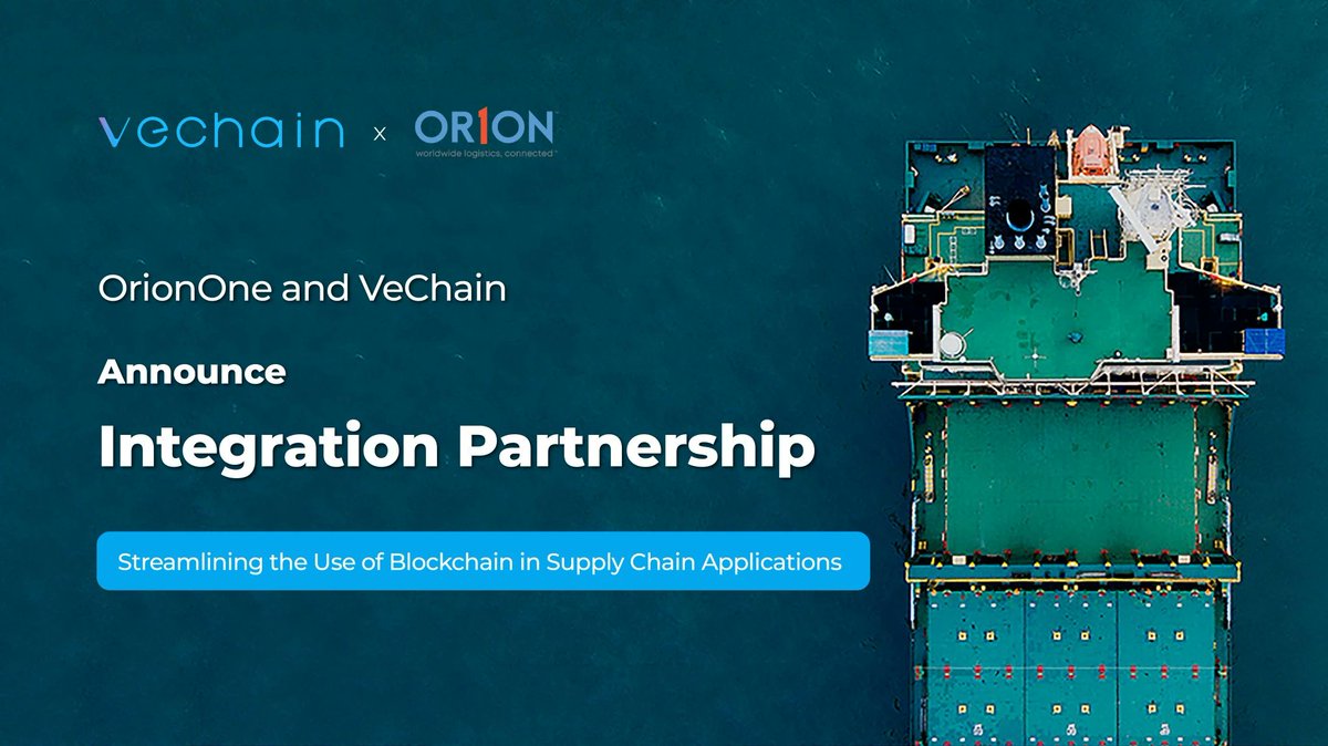 vechainofficial's tweet photo. Announcing our integration partnership with US-based logistics software company, OrionOne Inc.!
By integrating #VeChain ToolChain, OrionOne provides a seamless #blockchain onboarding experience for clients while delivering a revolution for supply chains.
https://t.co/vo51GQAQx9 https://t.co/psLPeQDpcx