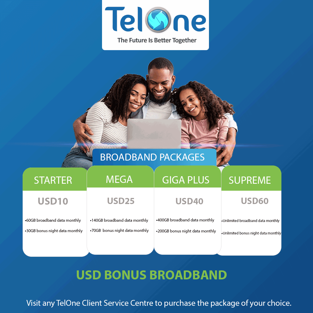 TelOneZW's tweet photo. Ungagodei, ungafunani? Enjoy the best USD Bonus  Broadband experience today!

Enjoy 90GB of Data Bundle for just $10USD
#TheFutureIsBetterTogether https://t.co/rcM5GUu0c0