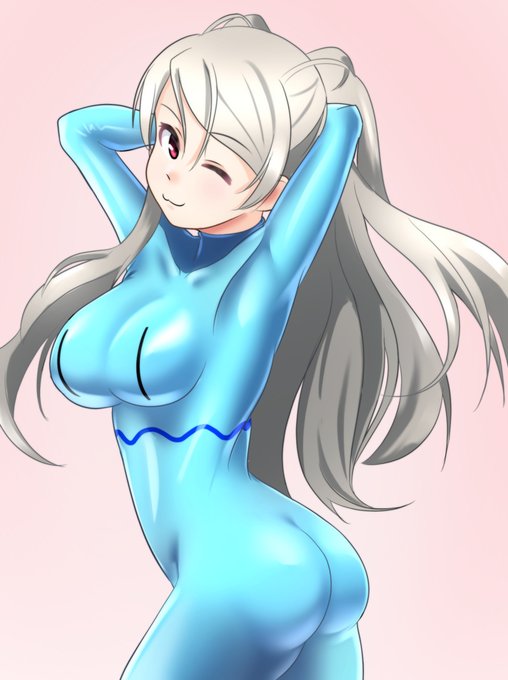 #カブール生誕祭
#カブール進水日  とのことで、前にワンドロで描いたぴっちりカブールを加筆&再掲。
……どこぞの青い寒天のような模様が描かれてますが、気にせず見て下さい! 