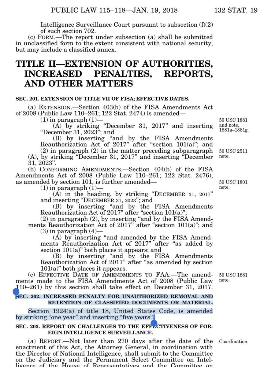 shossy2's tweet photo. The DOJ started treating the removal of classified documents from the WH as a felony back in 2018,
right after The Orange Toddler signed it into law out of spite against Hillary.
Be careful what you wish for TFG 🤣
#ButHerEmails 
#TakeThatTrump https://t.co/VkVIRmIELr