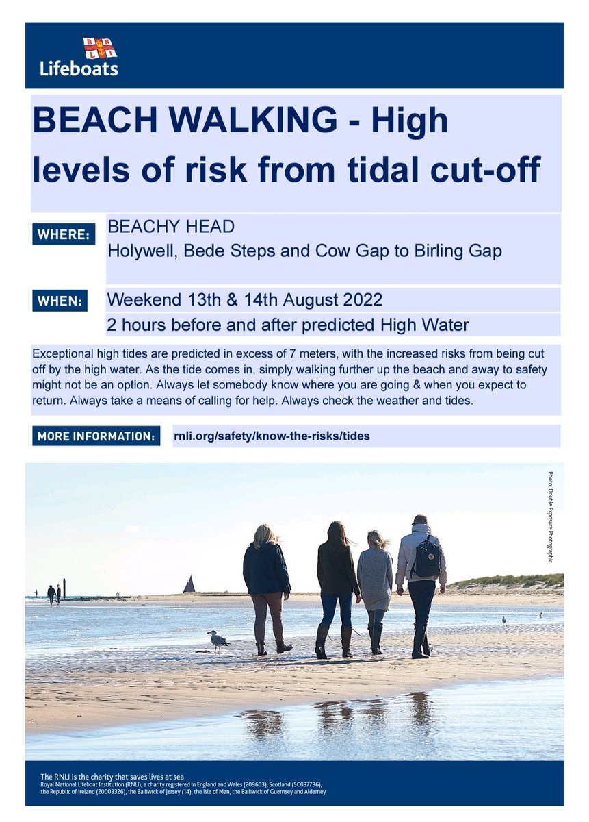 Please be aware of the risk of bring cut off by the tide along the coast this weekend.

#eastbourne #visiteastbourne #rnli #RespectTheWater #SavingLivesAtSea #RNLIEastbourne #tide #seasafety #eastbournebeach