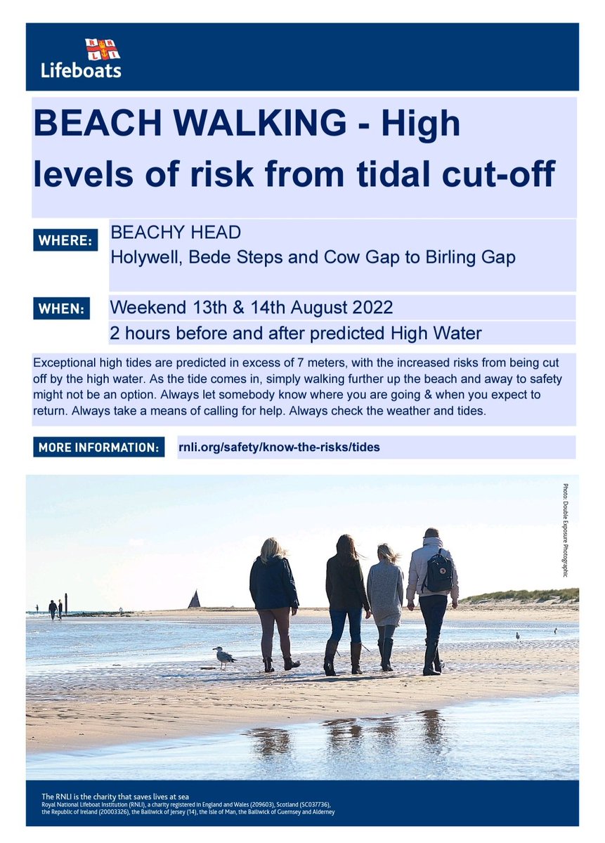 Please be aware of the risk of bring cut off by the tide along the coast this weekend. #eastbourne #visiteastbourne #rnli #RespectTheWater #SavingLivesAtSea #RNLIEastbourne #tide #seasafety #eastbournebeach