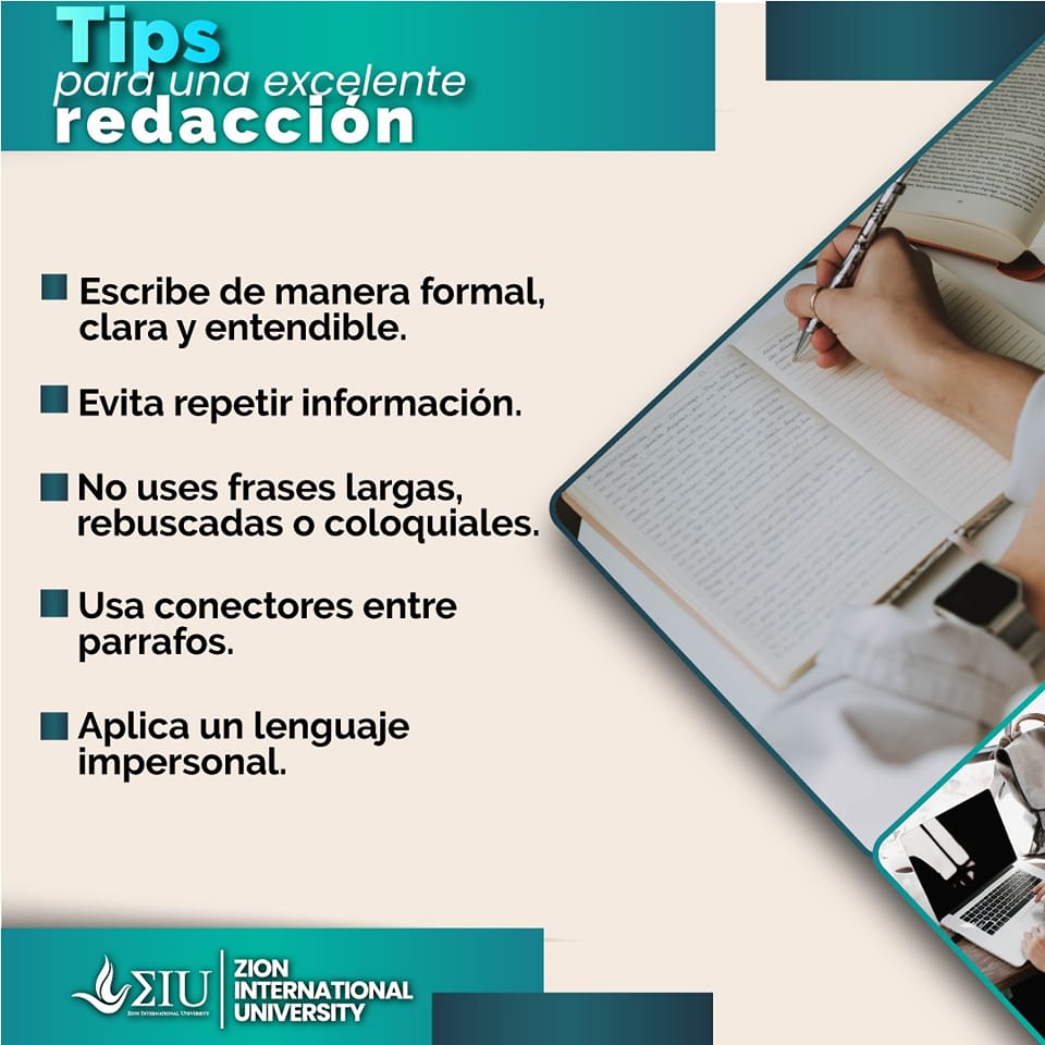 ZIU_ONLINE's tweet photo. 🤔¿Cómo redactar un texto y no morir en el intento? 📝Hoy les tenemos unos tips esenciales para tener una excelente redacción en la elaboración de trabajos escritos.
¡Aprende y comparte el conocimiento!
#ZIUesGlobal https://t.co/YDQl1rwY58