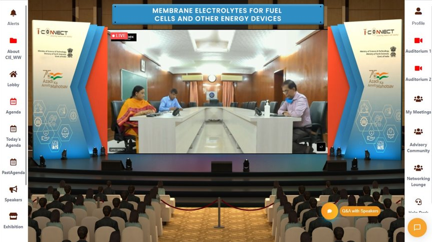 i_Connect75's tweet photo. Highlights from today's @i_Connect75 online event #2 - Membrane electrolytes for fuel cells and other energy devices.

#iconnect75 #AzadiKaAmritMahotsav #CSIR https://t.co/k5T0p6KlOY