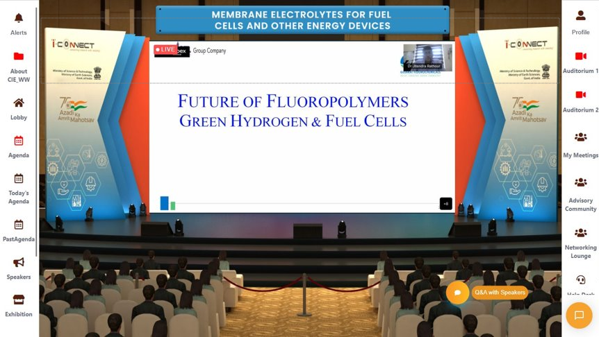 i_Connect75's tweet photo. Highlights from today's @i_Connect75 online event #2 - Membrane electrolytes for fuel cells and other energy devices.

#iconnect75 #AzadiKaAmritMahotsav #CSIR https://t.co/k5T0p6KlOY