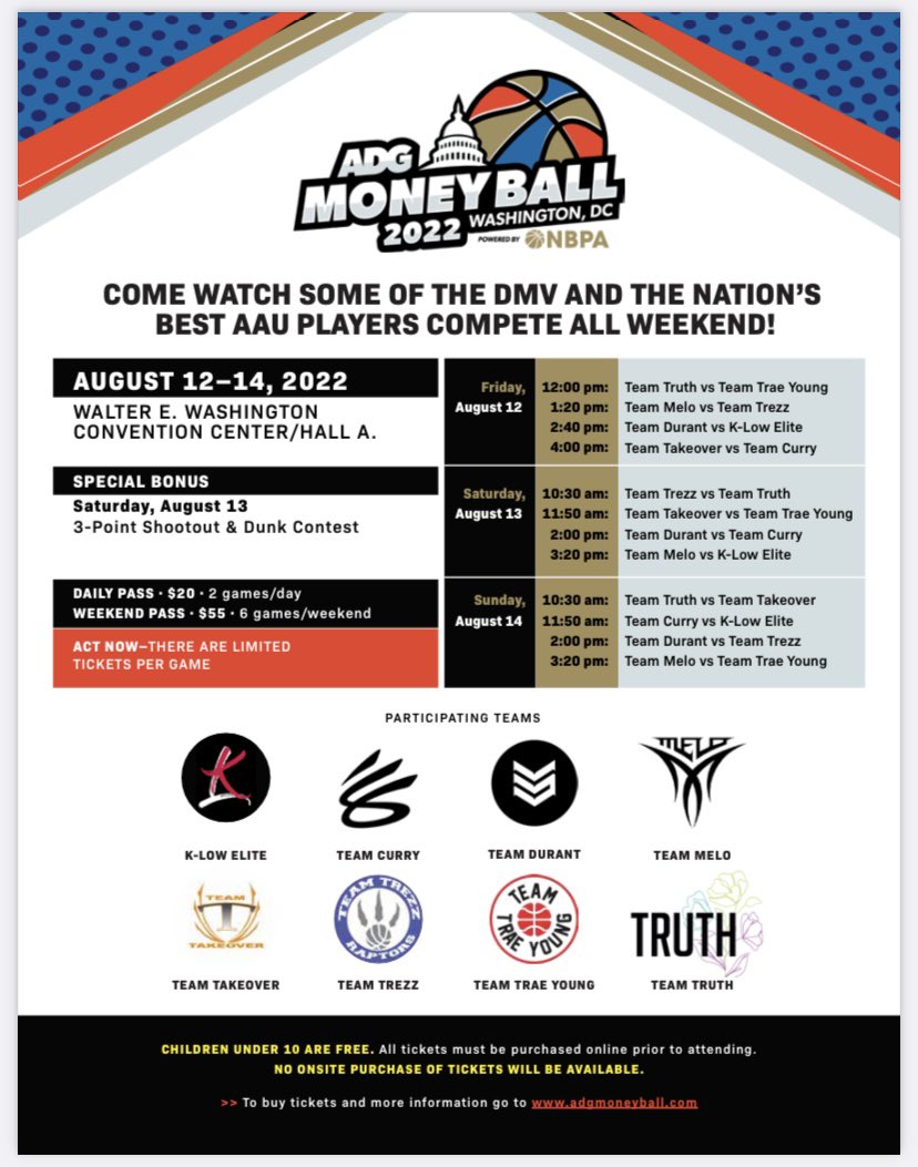 DMV, come out this weekend for a great weekend of hoops at the Walter E. Washington Convention Center. Or catch us on the live stream <a href="/ballertv/">BallerTV</a>!!

adgmoneyball.com