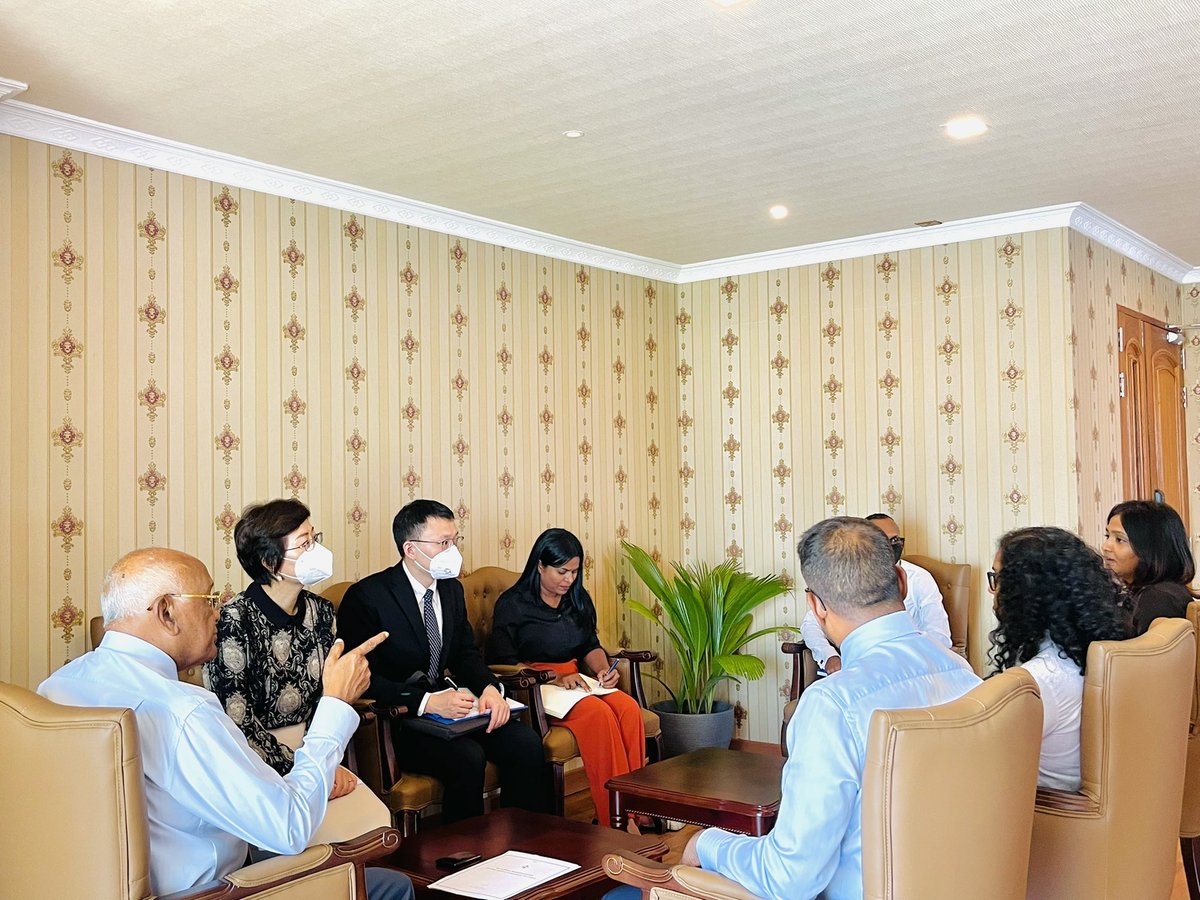 MoHmv's tweet photo. Minister @KerafaNaseem met with HE @China_Amb_Mdv Ambassador of 🇨🇳 to the Maldives, to seek support on strengthening the health sector including upgrades to health facility infrastructures and emergency service provision, and improving rehabilitation services. https://t.co/eSuLxTe4Nl