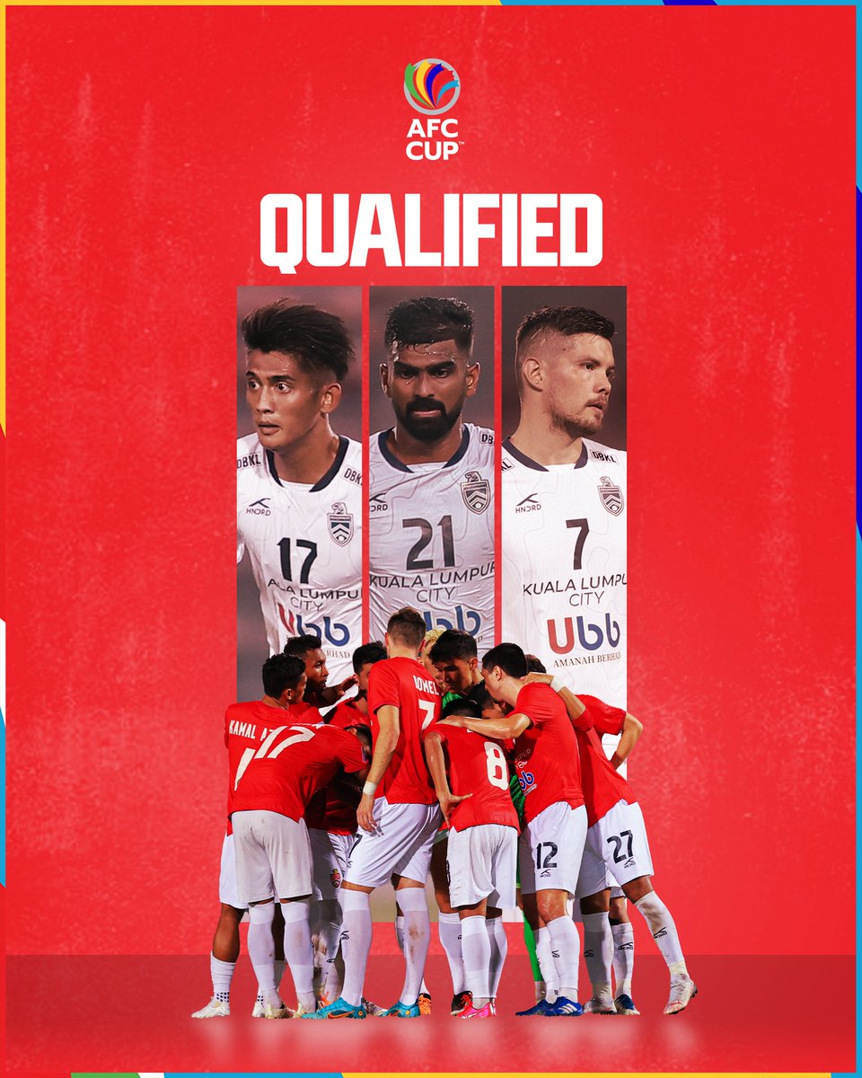 TheAFCGL's tweet photo. 🔴 QUALIFIED 🔴

🎟️ Debutants Kuala Lumpur City have booked their ticket to the ASEAN Zonal Final for a Group H rematch against PSM Makassar! 

#AFCCup2022 | @KLCityFootball https://t.co/v7s0ME8Civ