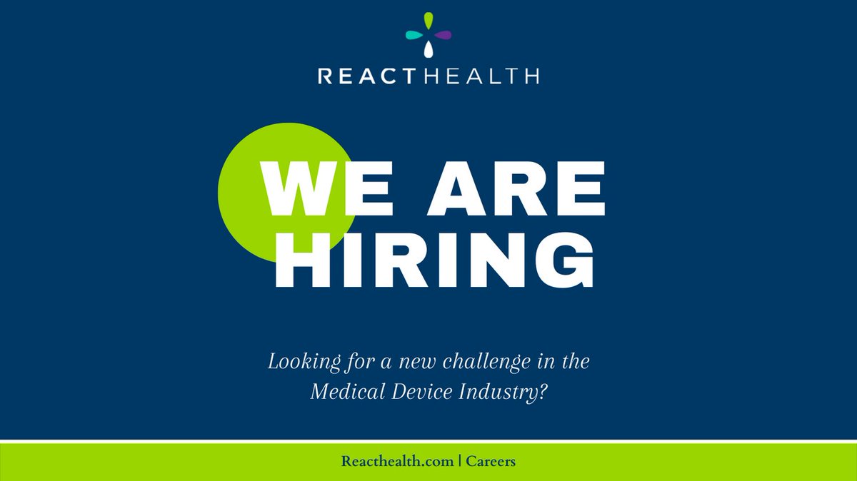 React_Health's tweet image. React Health is hiring across all divisions. Take a look at our open positions and apply to be part of our fast growing company today!

Follow the link to view all open positions; 3bmedical.com/careers/

#reacthealth #hiring #medicaldevices #medicaldevicesales #medicaldevice