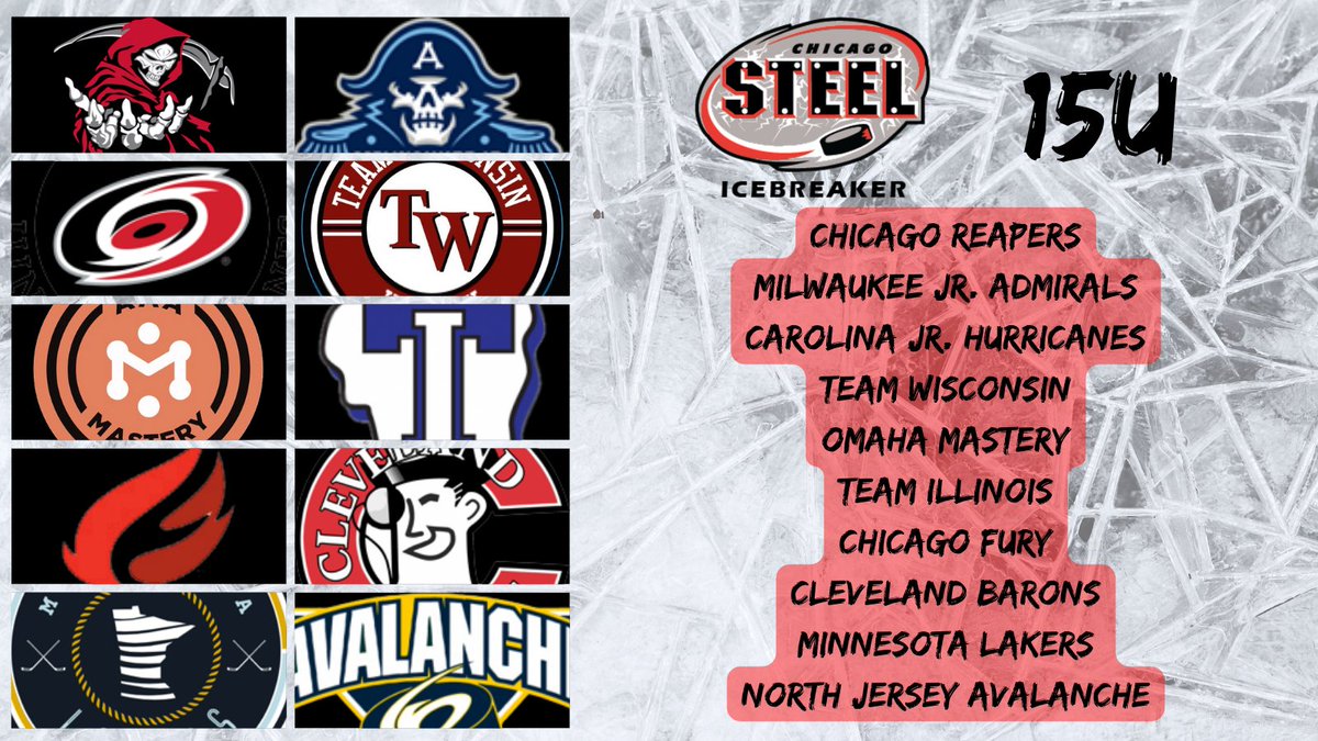 Super Series Hockey (@superseries_hky) on Twitter photo Steel Icebreaker Tournament - Sept. 9th-11th - U15 Division
<a href="/HockeyReapers/">Reapers Hockey</a>
<a href="/mkejrads/">Milwaukee Jr Admirals</a>
<a href="/JuniorCanes/">Carolina Junior Canes</a>
@TWHOCKEY
<a href="/OmahaMasteryAAA/">Omaha Mastery AAA Hockey Club</a>
<a href="/tihockeyaaa/">Team Illinois AAA</a>
<a href="/FuryAAAHockey/">Chicago Fury Hockey</a>
<a href="/CleveBaronsT1/">Cleveland Barons</a>
<a href="/MinnesotaLakers/">Minnesota Lakers Hockey</a>
<a href="/NJ_Avalanche/">North Jersey Avs</a> Steel Icebreaker Tournament - Sept. 9th-11th - U15 Division
<a href="/HockeyReapers/">Reapers Hockey</a>
<a href="/mkejrads/">Milwaukee Jr Admirals</a>
<a href="/JuniorCanes/">Carolina Junior Canes</a>
@TWHOCKEY
<a href="/OmahaMasteryAAA/">Omaha Mastery AAA Hockey Club</a>
<a href="/tihockeyaaa/">Team Illinois AAA</a>
<a href="/FuryAAAHockey/">Chicago Fury Hockey</a>
<a href="/CleveBaronsT1/">Cleveland Barons</a>
<a href="/MinnesotaLakers/">Minnesota Lakers Hockey</a>
<a href="/NJ_Avalanche/">North Jersey Avs</a>