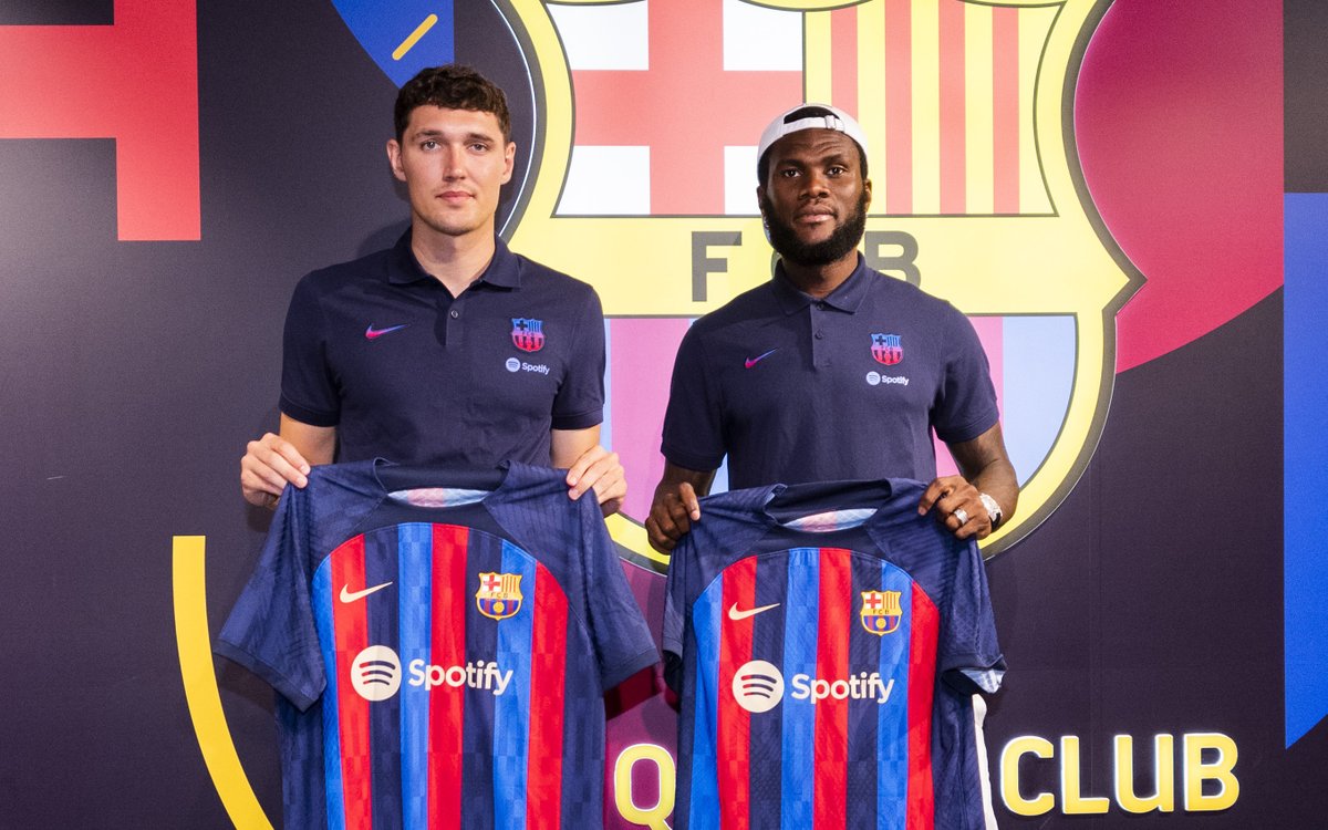 DTransferencias's tweet photo. 🚨 Andreas Christensen e Franck Kessié podem deixar o FC Barcelona a custo zero, se não forem inscritos até sábado, avança a 'ESPN'.
Ambos os jogadores foram contratados neste mercado de transferências. https://t.co/EdgOCZ6ZsV