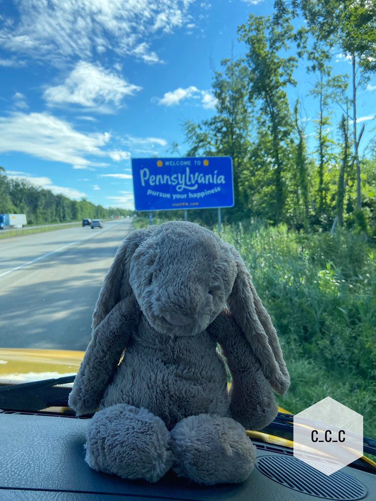 Cassie_Cons's tweet photo. Bun Bun says HELLO 👋🏻 from Pennsylvania! #pennsylvania #stateborder #bunbun #bunny #adventuretime #adventuresofbunbun #travel #boxtruck #travelingbunny https://t.co/RSMDukvDWu