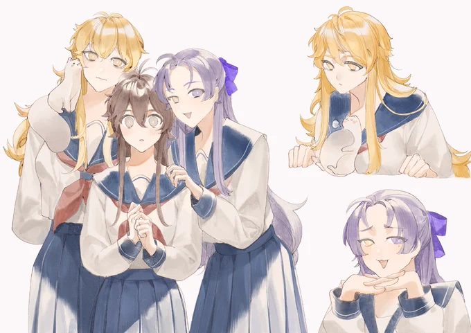 (Genderbent)8 genderbent in sailor school uniform 