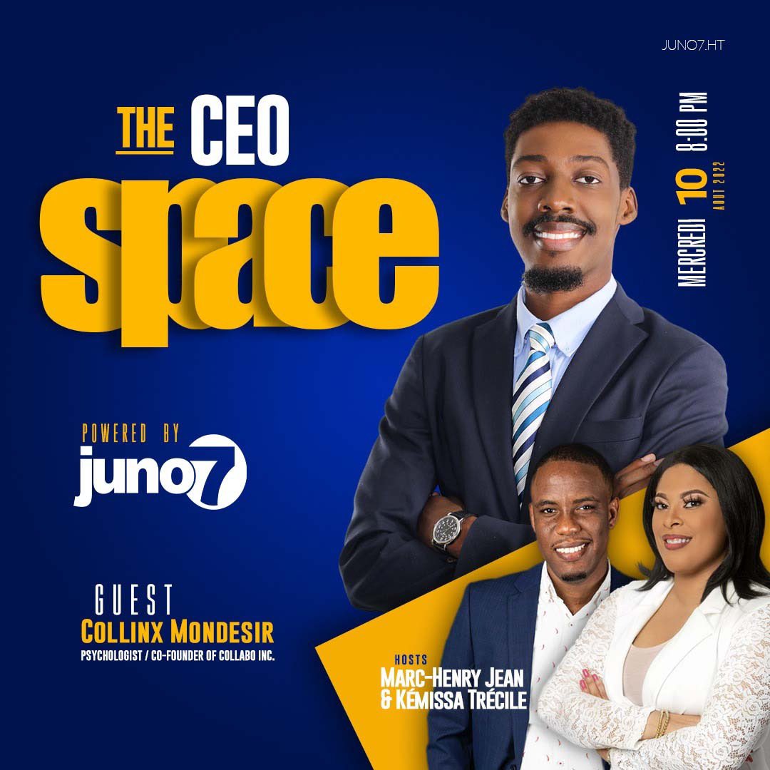 the_ceospace's tweet photo. Envite nou pou jodi a nan THE CEO SPACE se @mcollinx17
Collinx Mondésir se yon Sikològ epi li se you n nan fondatè Collabobrandin | Randevou an kase sou Twitter, 8:00 nan aswè.
#theceospace @MrYesToLove1 @KemissaT https://t.co/9r7f7a9Tew