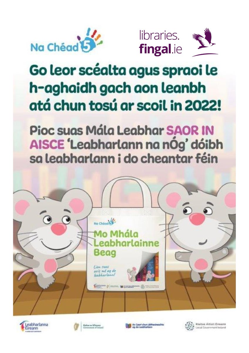 fingallibraries's tweet photo. We still have some Little Library bags available here in Swords Library. If you have a child starting school in September why not pop in and collect your Little Library bag today. Bags are available in Irish and English. #SwordsLibrary #LittleLibraryBags #FingalLibraries https://t.co/aqgbZbapMU