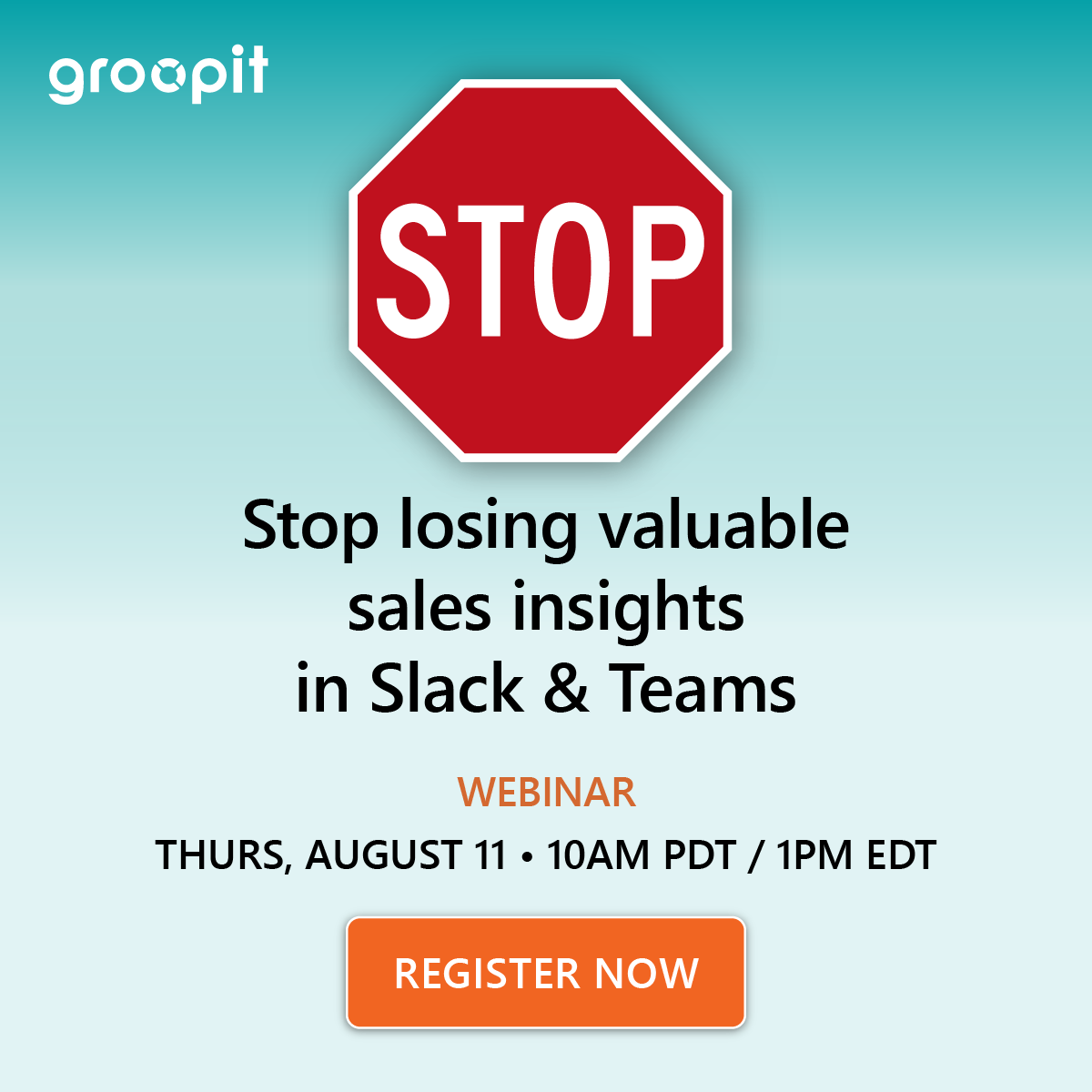 groopit_co's tweet photo. [ AUG 11 WEBINAR ]: Learn the 5 essential steps to get quantitative sales insights from employees in #Slack &amp; #MicrosoftTeams with @groopit_co @tammyatgroopit &amp; @chrishertz 
👉 Register: https://t.co/i2apq4weBm
 #groopit #crowdsolving #sales #webinar https://t.co/y1ULWsYOSJ