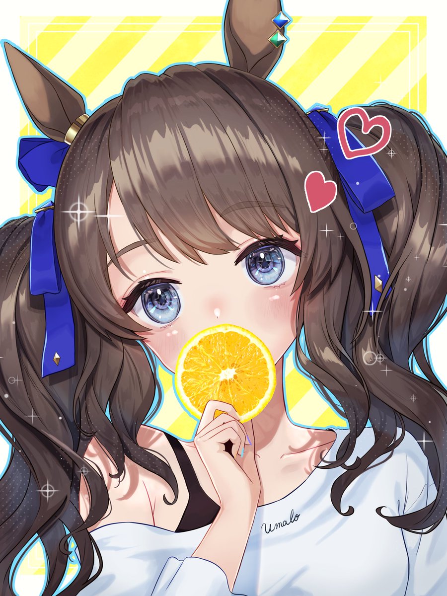 1girl animal ears solo food horse ears fruit lemon  illustration images