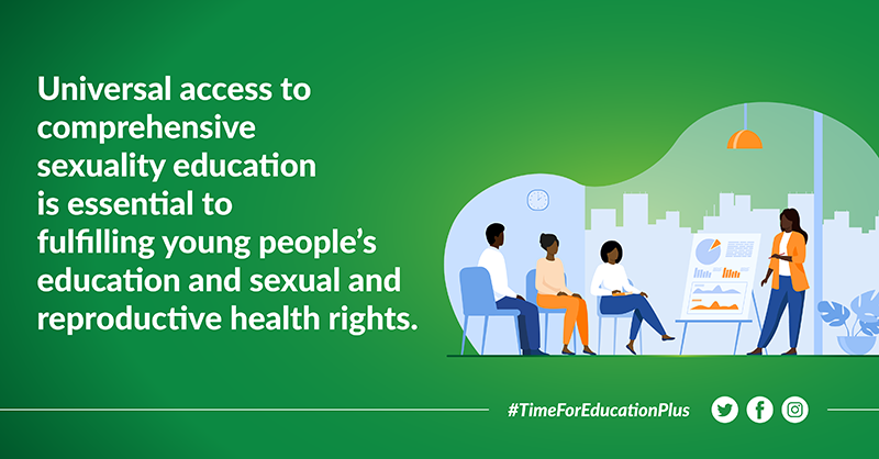 UNAIDS's tweet photo. Happy International #YouthDay! 
Universal access to comprehensive sexuality education is essential to fulfilling young people's education and sexual and reproductive health rights. #TimeForEducationPlus

@UN4Youth #Youth2030 #GlobalGoals