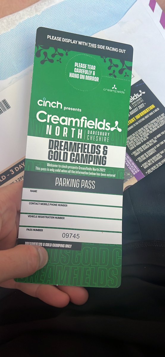 ArranChambers's tweet photo. Selling x1 gold camping ticket plus parking, looking to sell for £275 Tickets are ready to collect (Sheffield) or can be posted #creamfields2022 #cinchxCreamfields  #ticketsforsale https://t.co/6RSxKCucUN