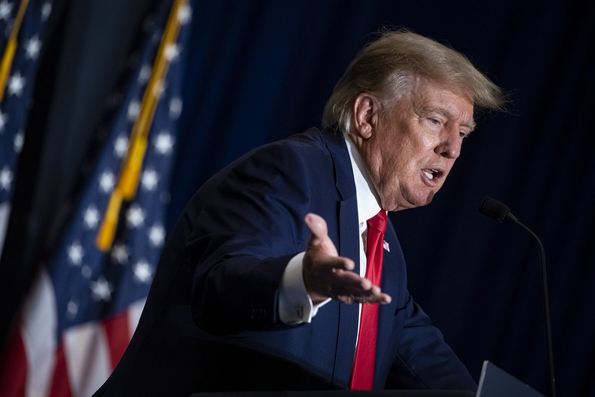 business's tweet image. NEW: Trump said he’s declining to answer questions by the New York attorney general, invoking his Fifth Amendment right against self-incrimination trib.al/3YSZnBc