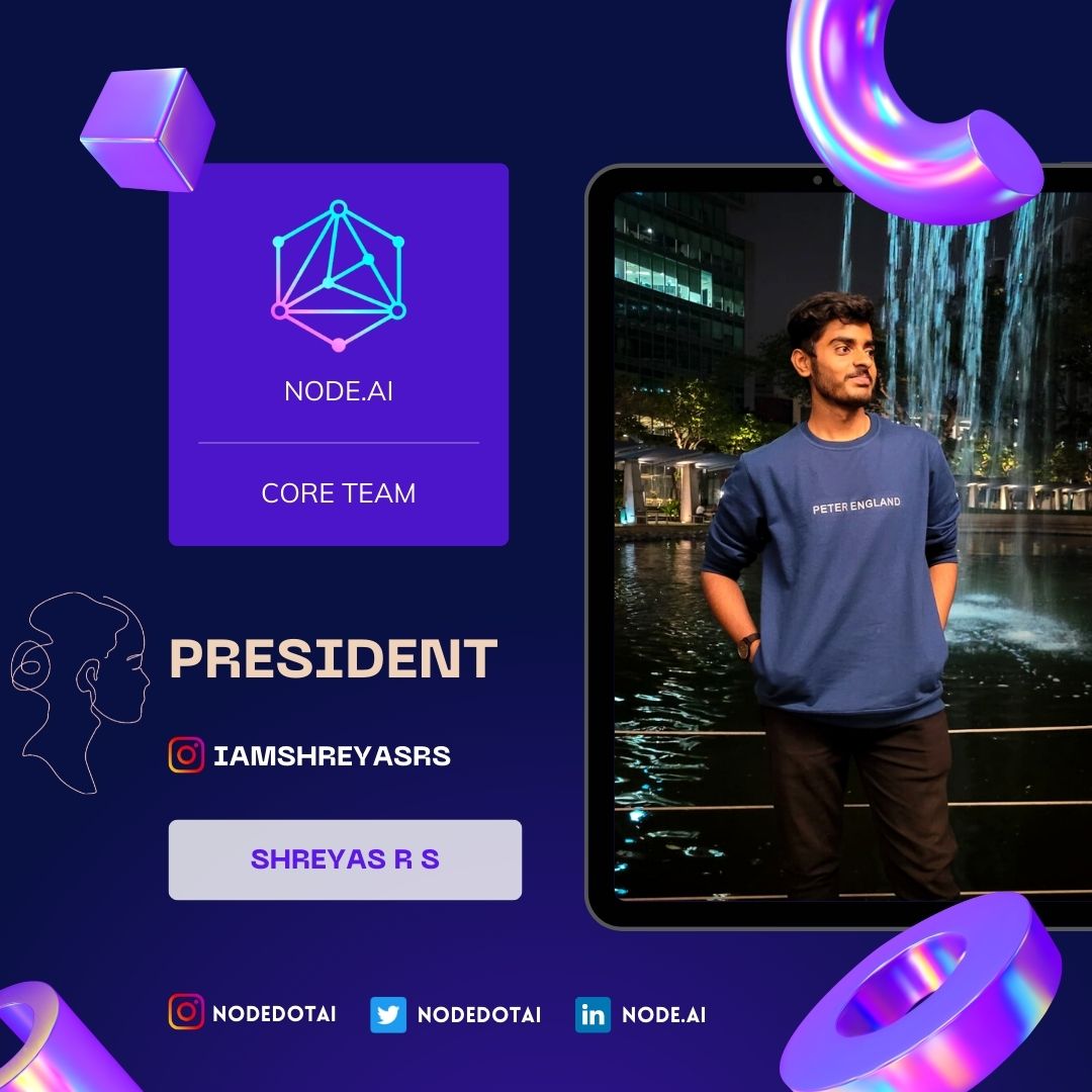 NODEdotAI's tweet image. Talent wins games, but teamwork and intelligence win championships✨️(1/5)
Here are the Core Members of our Club.
President- Shreyas R S
Secretary- Vivek Pandit
Treasurer- Shivam Yadav
#nodedotai #coremembers #bitsince1979 #president #Secretary #treasurer