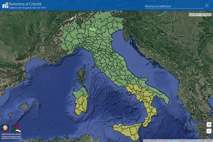 Allerta gialla in 5 regioni sud Italia