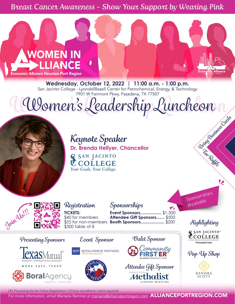 Economic Alliance (@econalliance) on Twitter photo Join <a href="/EconAlliance/">Economic Alliance</a>, Women's Leadership Luncheon (men welcome too), Wear your pink to support Breast Cancer Awareness month!
Registration/Sponsorships/Booth: bit.ly/3OcxvvT
<a href="/chadburke87/">Chad Burke</a> <a href="/pdrbell/">Patti Bell</a> <a href="/SanJacCollege/">San Jacinto College</a> <a href="/LyondellBasell/">LyondellBasell</a> <a href="/MeadorStaffing/">Meador Staffing Services</a> <a href="/texasmutual/">Texas Mutual</a> <a href="/BoralAgency/">Boral Agency</a> Join <a href="/EconAlliance/">Economic Alliance</a>, Women's Leadership Luncheon (men welcome too), Wear your pink to support Breast Cancer Awareness month!
Registration/Sponsorships/Booth: bit.ly/3OcxvvT
<a href="/chadburke87/">Chad Burke</a> <a href="/pdrbell/">Patti Bell</a> <a href="/SanJacCollege/">San Jacinto College</a> <a href="/LyondellBasell/">LyondellBasell</a> <a href="/MeadorStaffing/">Meador Staffing Services</a> <a href="/texasmutual/">Texas Mutual</a> <a href="/BoralAgency/">Boral Agency</a>