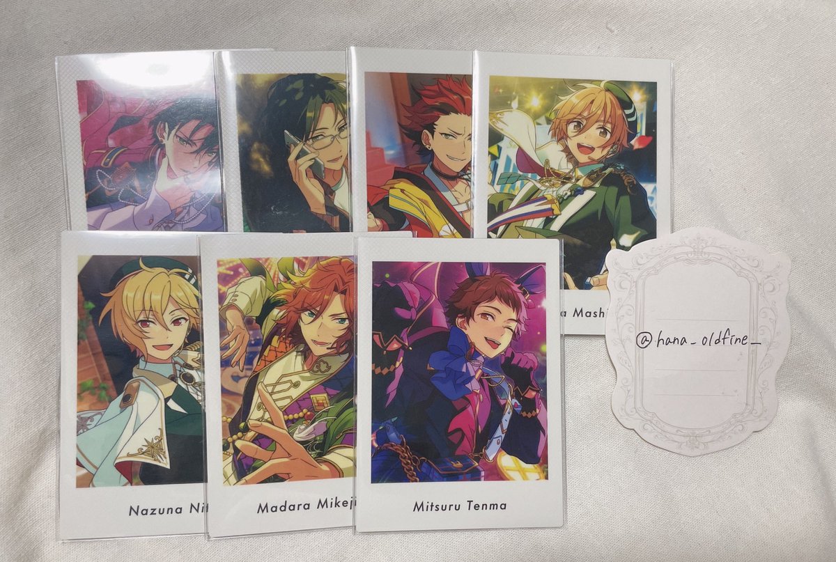 hana_oldfine_'s tweet photo. 【交換】
あんスタ ぱしゃっつ vol.2 action private

譲→真、翠、鉄虎、マヨイ、巽、アドニス、燐音、ニキ(P)、敬人(A、P)、紅郎、友也、なずな、斑、光

求→桃李(A)、奏汰(A)
(星5絵柄は奏汰優先)

郵送のみ、1枚~交換可能です。
検索からもお気軽にお声がけ下さい(* .ˬ.)" https://t.co/q5fVu1w7lT