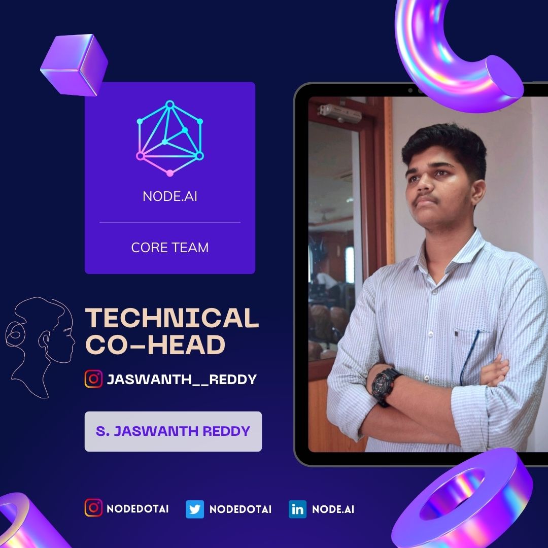 NODEdotAI's tweet image. Talent wins games, but teamwork and intelligence win championships✨️(4/5)
Social Media Co Head- Sanjana Vijay
Content Co Head- Likitha M
Editorial Team- Zain Ahmed
Technical Co Head- Jaswanth Reddy 
#nodedotai #coremembers #bitsince1979