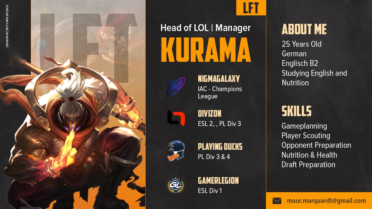 Hello,
I'm still in talks with <a href="/DIVIZONgg/">DIVIZON</a> but I am allowed to explore my options as a Head of Lol/Teammanager.

I am mostly interested in long-term projects.

DM me for more Information and my CV.

 Like + Retweet appreciated 💝+🔁