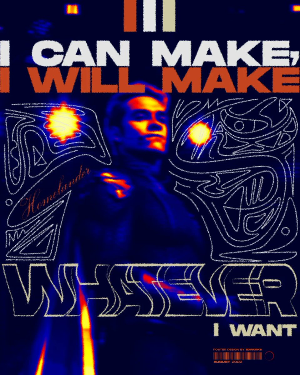 edworks7's tweet photo. keep homelanding fellas...

no one knows for sure if you're gonna make it when you do arts. so do it for yourself.

#posterdesign #TheBoys #Homelander #typography https://t.co/HFaZuBM35R