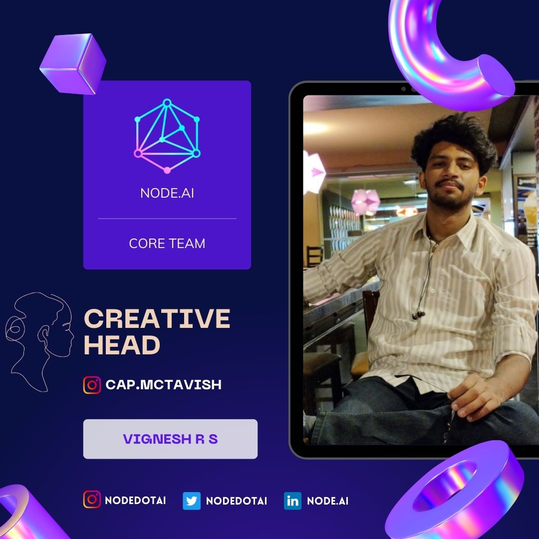 NODEdotAI's tweet image. Talent wins games, but teamwork and intelligence win championships✨️(5/5)
Here are the Core Members of our Club.
Creative Head- Vignesh R S
Chief Editor- T M Taher
Photography Head- Dhananjay Kumar
Project Head- Sachit Girish 
#nodedotai #coremembers #bitsince1979