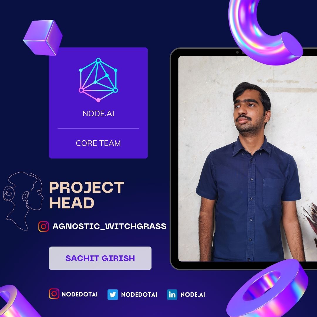 NODEdotAI's tweet image. Talent wins games, but teamwork and intelligence win championships✨️(5/5)
Here are the Core Members of our Club.
Creative Head- Vignesh R S
Chief Editor- T M Taher
Photography Head- Dhananjay Kumar
Project Head- Sachit Girish 
#nodedotai #coremembers #bitsince1979