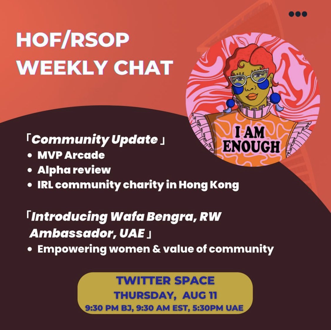 Tomorrow 9:30am EST join our international #TwitterSpace with #RSOP and <a href="/HouseofFirst/">House of First</a> community members from around the globe! #HongKong #AbuDhabi

#NFTs #NFTCommunity #NFT @rwasia_hof <a href="/remarkable_bee/">Remarkablebee</a> <a href="/jvn_xyz/">jvn</a> #RemarkableWomenNFT 

Link to Space:
x.com/i/spaces/1Mnxn…