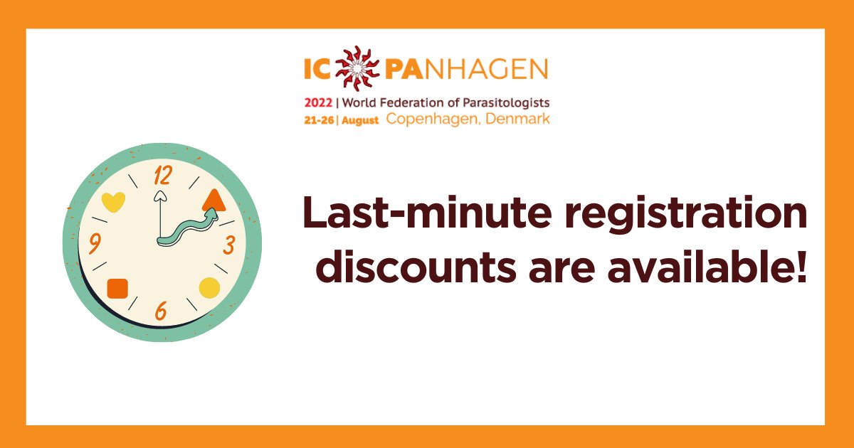 Exciting news! 📢
Thanks to the support of the #ICOPA2022 local hosting societies we now offer exclusive last-moment registration discounts to students and groups.

View the exclusive prices and save your spot today:
✅ bit.ly/3SzakyB
<a href="/DParasitology/">Danish Society for Parasitology</a> <a href="/_SBSP_/">Scandinavian-Baltic Society for Parasitology</a> #ICOPAnhagen