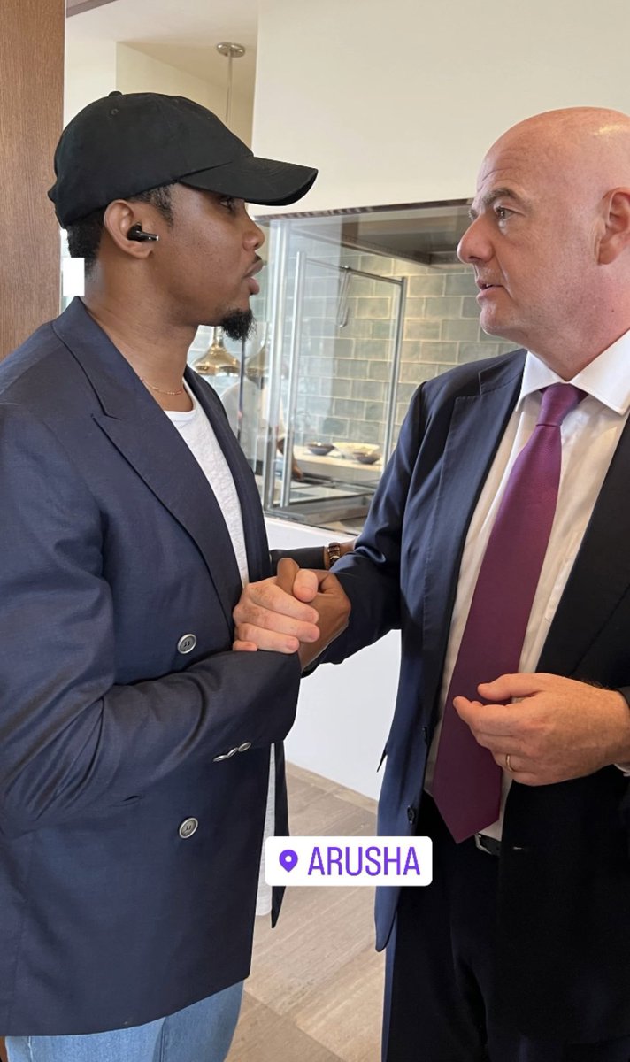 AllezLesLions's tweet photo. 📸 Samuel Eto’o et le président de la FIFA Gianni Infantino à Arusha (Tanzanie). 🤝🇨🇲🇨🇭 https://t.co/Eeqozp1AVv