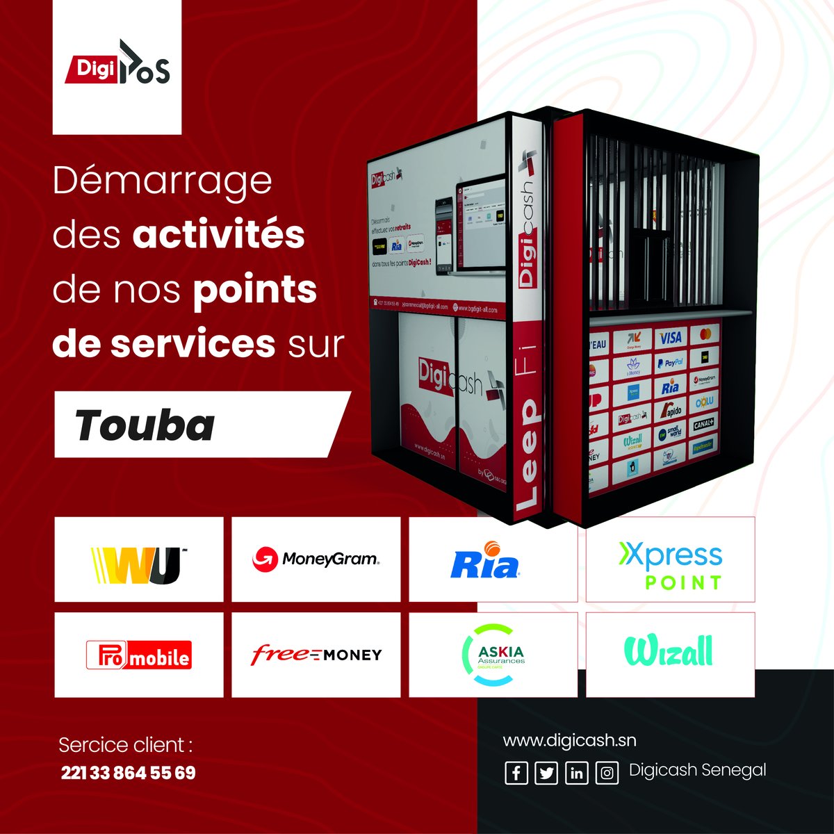 BGDigitall's tweet image. Profitez de notre réseau de kiosques pour faire toutes vos transactions !
- Envoie et retrait d’argent
- Paiement de factures (Senelec, Sen’Eau)
- Achat de biens et services (Seddo, izi, Rapido ..)
- Paiement Marchand

#digipos #digicash #pointofservice #transactions #transfert