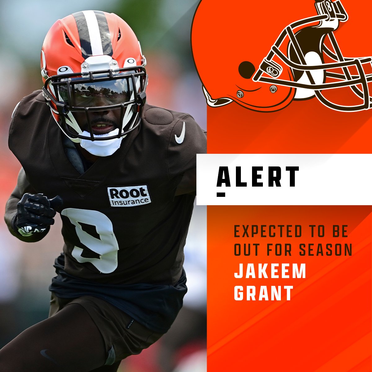 Browns WR/KR Jakeem Grant (Achilles) likely out for the season. (via <a href="/RapSheet/">Ian Rapoport</a>)